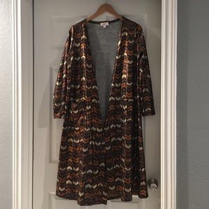 Lularoe Sarah Metallic Gold Copper Cardigan Arrow